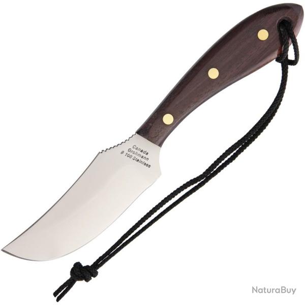 Couteau Fixe Grohmann Short Skinner Lame Inox Manche Bois Marron �tui Cuir GR103S