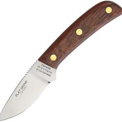 Couteau Fixe Grohmann Lame Inox Manche Bois Marron &Eacute;tui Cuir GR104SF