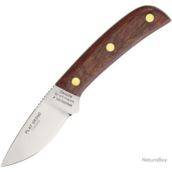 Couteau Fixe Grohmann Lame Inox Manche Bois Marron �tui Cuir GR104SF
