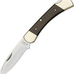 Couteau Pliant Grohmann Lame Inox Drop Point Manche Palissandre Lockback &Eacute;tui Cuir GR380S