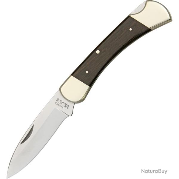 Couteau Pliant Grohmann Lame Inox Drop Point Manche Palissandre Lockback �tui Cuir GR380S