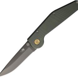 Couteau Pliant GT KNIVES Lame Acier ATS-34 Drop Point Manche Aluminium Vert Button Lock GT109