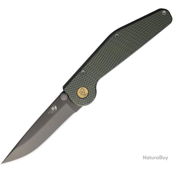 Couteau Pliant GT KNIVES Lame Acier ATS-34 Drop Point Manche Aluminium Vert Button Lock GT109
