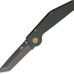 Couteau Pliant GT KNIVES Lame Acier ATS-34 TiNi Tanto Manche Aluminium Vert Button Lock GT309