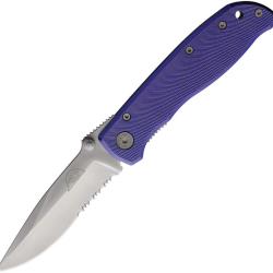 Couteau Pliant Hard Hat Lame Inox Satin&eacute;e Semi-Dentel&eacute;e Manche Aluminium Violet Lockback HH823PU