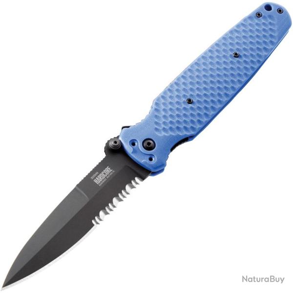 Couteau Pliant Hardcore Hardware Australia Lame Acier CPM-S35VN Manche G10 Bleu HBBCOVERT01BKBL