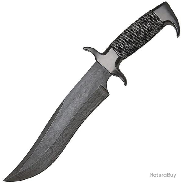 Couteau Fixe Hibben Highlander Bowie Lame Acier Damas �tui Cuir GH627D