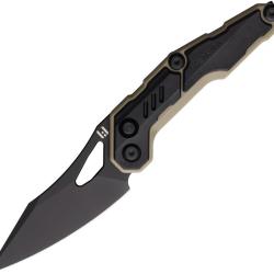 Couteau HIGHTRON Spectron Lame Acier M390 Sheepsfoot Manche Nylon Noir et Sable Button Lock HTK04BLK
