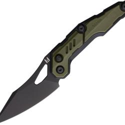 Couteau Pliant HIGHTRON Spectron Lame Acier M390 Manche Nylon Noir et Vert OD Button Lock HTK04GRN