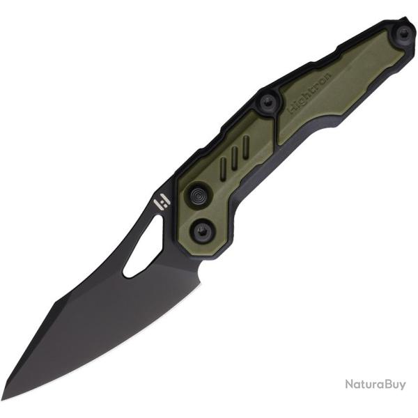 Couteau Pliant HIGHTRON Spectron Lame Acier M390 Manche Nylon Noir et Vert OD Button Lock HTK04GRN
