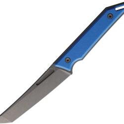 Couteau Fixe Hoback Knives Goliath Lame Acier CPM-20CV Tanto Manche G10 Bleu &Eacute;tui Kydex HOB020SB