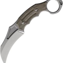 Couteau Hoback Knives Tusk Karamit Lame Acier 154CM Karambit Manche Micarta Vert &Eacute;tui Kydex HOB043