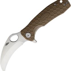 Couteau Pliant Honey Badger Knives Claw Lame Acier 8Cr13MoV Manche GRN Sable Linerlock HB1122