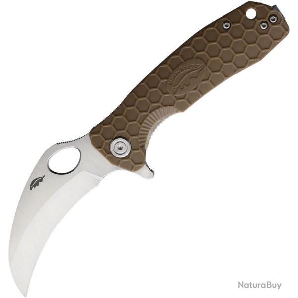 Couteau Pliant Honey Badger Knives Claw Lame Acier 8Cr13MoV Manche GRN Sable Linerlock HB1122