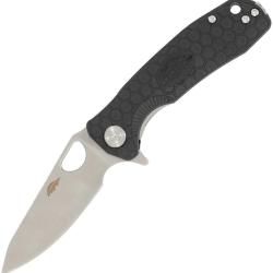 Couteau Pliant Honey Badger Knives Small Leaf Lame Acier 14C28N Manche GFN Noir Linerlock HB1581