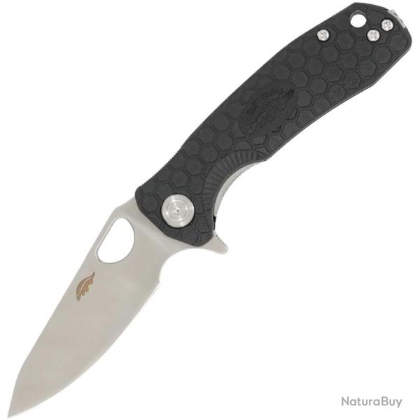 Couteau Pliant Honey Badger Knives Small Leaf Lame Acier 14C28N Manche GFN Noir Linerlock HB1581