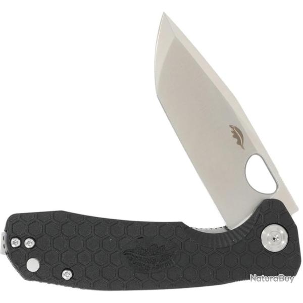 Couteau Pliant Honey Badger Knives Medium Lame Acier 14C28N Tanto Manche GRN Noir Linerlock HB1731