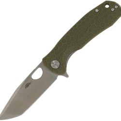 Couteau Pliant Honey Badger Knives Medium Lame Acier 14C28N Tanto Manche GRN Vert Linerlock HB1733