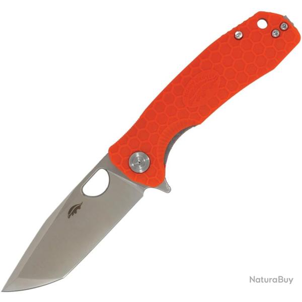 Couteau Pliant Honey Badger Knives Medium Lame Acier 14C28N Tanto Manche GRN Orange Linerlock HB1736