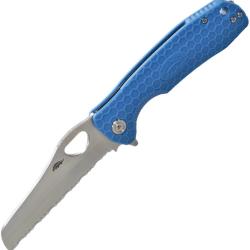 Couteau Pliant Honey Badger Knives Large Rescue Lame Acier 8Cr13MoV Manche GFN Bleu Linerlock HB1744