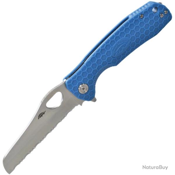 Couteau Pliant Honey Badger Knives Large Rescue Lame Acier 8Cr13MoV Manche GFN Bleu Linerlock HB1744