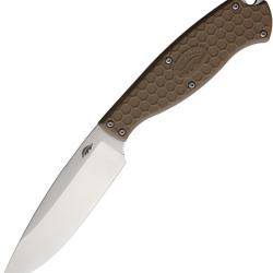 Couteau Fixe Honey Badger Knives Camp Lame Acier 8Cr13MoV Manche FRN Sable &Eacute;tui Nylon HB5302