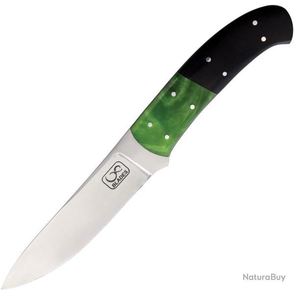 Couteau Fixe Infinite Blades Lame Inox Manche Micarta et Synth�tique Noir et Vert �tui Cuir IBA34