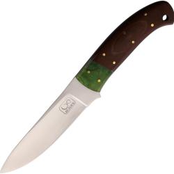 Couteau Fixe Infinite Blades Lame Inox Manche Micarta et Synth&eacute;tique Marron et Vert &Eacute;tui Cuir IBA35