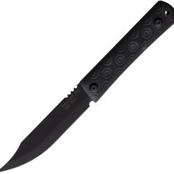 Couteau Jason Perry Blade Works Bushcraft Lame Acier 1095HC Manche G10 Noir &Eacute;tui Kydex JPB206BLK