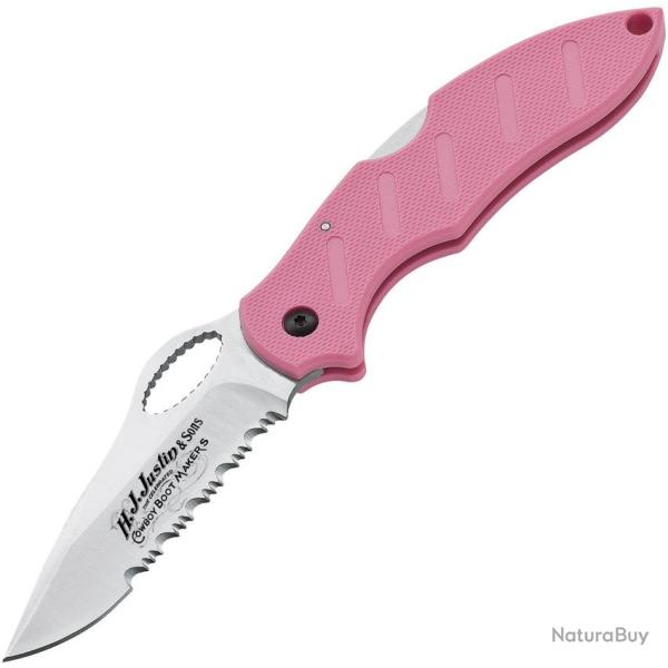 Couteau Pliant Justin Action R Lame Acier AUS-8 Manche Zytel Rose Lockback JU01JU092P