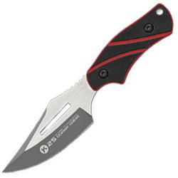 Couteau Fixe K25 Neck Lame Acier 3Cr13 Clip Point Manche G10 Noir et Rouge &Eacute;tui Kydex RUI32691