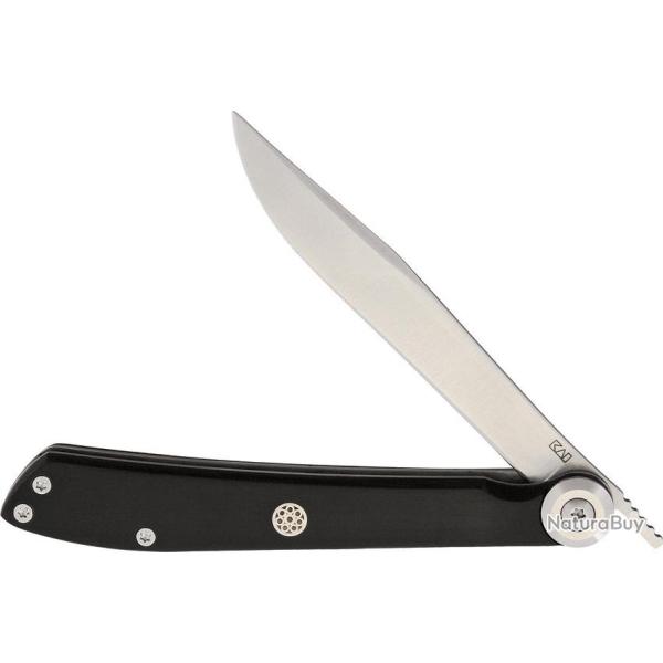 Couteau Pliant Kai USA Lame Acier 420J2 Manche POM Noir �tui Cuir KAI5700