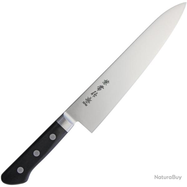 Couteau de Cuisine Kanetsune Gyutou 210mm Lame Acier AUS-10 Manche Bois Noir KC172