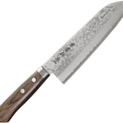 Couteau de Cuisine Kanetsune Sairyu Santoku 165mm Lame Acier Damas Manche Bois KC370
