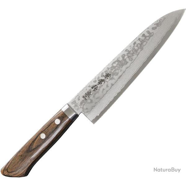 Couteau de Cuisine Kanetsune Sairyu Kengata 180mm Lame Acier Damas Manche Bois Marron KC372