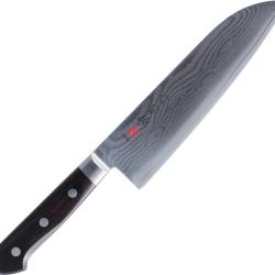 Couteau de Cuisine Kanetsune Santoku Lame Acier Damas Manche Bois Noir KT103