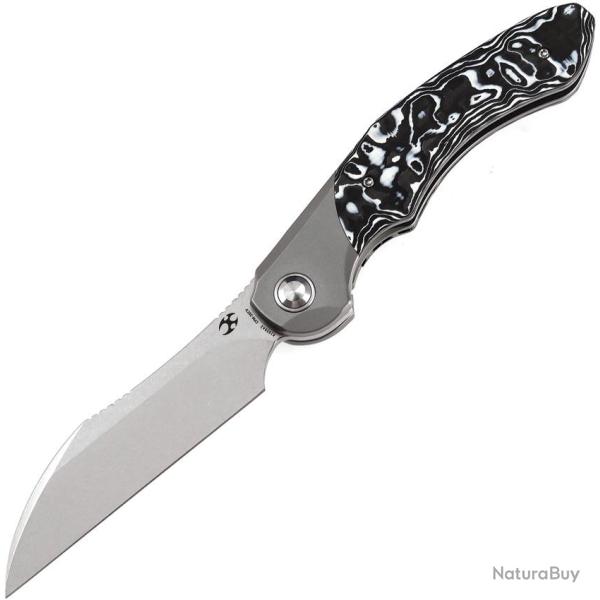 Couteau Kansept Knives Cosmos Wht/Blk Lame Acier CPM-20CV Manche Titane Gris Framelock K1059A2