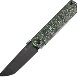 Couteau Pliant Kansept Knives BTF Lame Acier CPM-S35VN Manche Fibre de Carbone Noir et Vert K1064A2