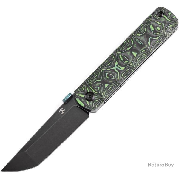 Couteau Pliant Kansept Knives BTF Lame Acier CPM-S35VN Manche Fibre de Carbone Noir et Vert K1064A2