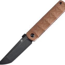 Couteau Kansept Knives BTF Lame Acier CPM-S35VN Manche Micarta Marron Linerlock &Eacute;tui Nylon K1064A5