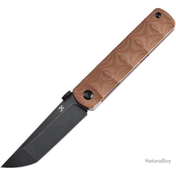 Couteau Kansept Knives BTF Lame Acier CPM-S35VN Manche Micarta Marron Linerlock �tui Nylon K1064A5