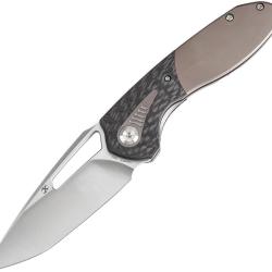 Couteau Kansept Knives Thoth Bolster Twill Lame Acier CPM-20CV Manche Titane Gris &Eacute;tui Nylon K1075T3