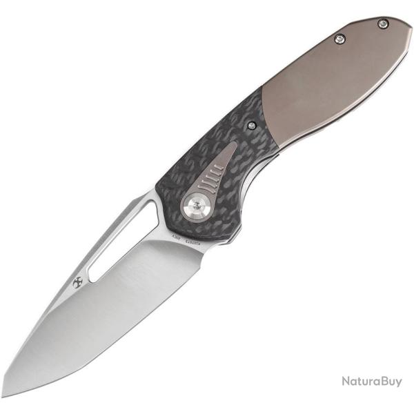 Couteau Kansept Knives Thoth Bolster Twill Lame Acier CPM-20CV Manche Titane Gris �tui Nylon K1075T3