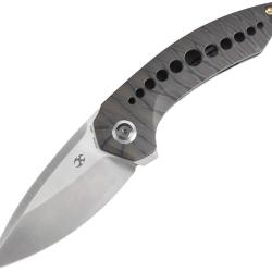 Couteau Kansept Knives ODD 21 Flame Lame Acier CPM-20CV Manche Titane Framelock &Eacute;tui Nylon K1077A4