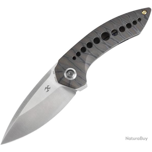 Couteau Kansept Knives ODD 21 Flame Lame Acier CPM-20CV Manche Titane Framelock �tui Nylon K1077A4