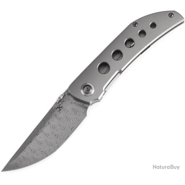 Couteau Kansept Knives Tarkin Dam Lame Acier Damas Tanto Manche Titane Framelock �tui Nylon K1078A5