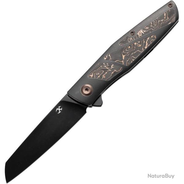 Couteau Kansept Knives Cru Foil Lame Acier CPM-S35VN Manche Titane Noir Framelock �tui Nylon K1092A1