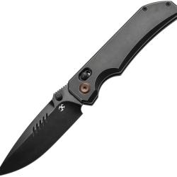 Couteau Kansept Knives Eaglestrike Lame Acier CPM-S35VN Manche Titane Noir Crossbar Lock K1095V2