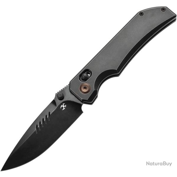 Couteau Kansept Knives Eaglestrike Lame Acier CPM-S35VN Manche Titane Noir Crossbar Lock K1095V2