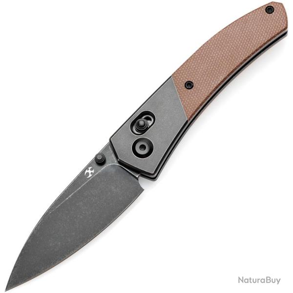 Couteau Kansept Knives Lame Acier CPM-S35VN Manche Titane Noir et Marron Insert Synth�tique K1101V6